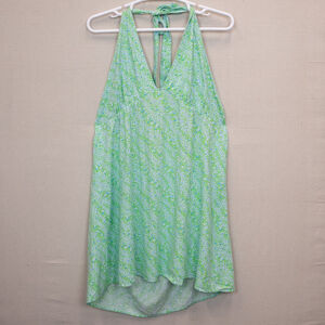 BP backless halter green floral mini baby dolldress-2X